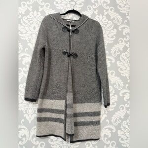 Sioni Black & Grey Hooded Coatigan Sweater